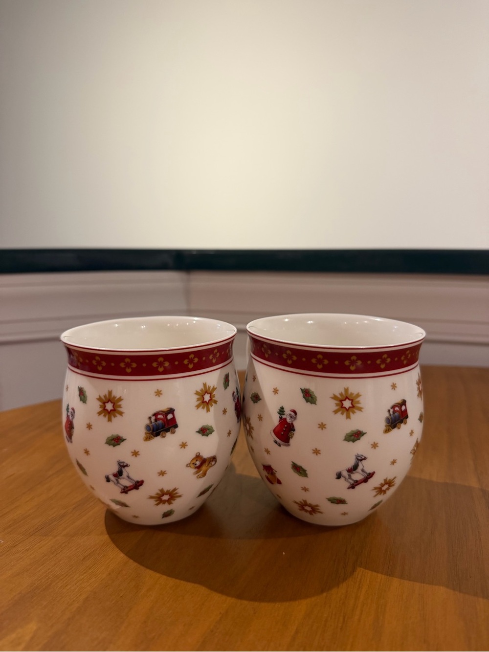 Villeroy & Boch Red & White Holiday Ceramic Mugs - Set of 2